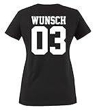 Comedy Shirts - Wunsch - Damen T-Shirt - Schwarz/Weiss Gr. L