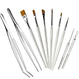 Hileyu 10 Stück Kuchen Dekorieren Werkzeug Set Keks Dekoration Bürsten Set Edelstahl Gerade Gebogene Pinzette Scriber Nadelplatte Dekorationsset für DIY Backen Kochgeschirr Kuchen Dessert Dek