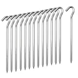 Zeltheringe 14 Stück, 18cm Metall Zelthaken Stahl Heringe Erdnägel für Zelt, Aluminium Zeltheringe für Harte Böden, Garten Stakes Nägel Ideal für Camping Markise Netting