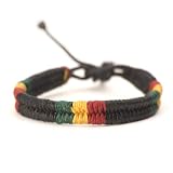 81stgeneration Rasta Hippie-Armband Leder geflochten geflochtene Baumwolle Bob Marley Armb