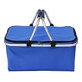 VXNCM Faltbarer Einkaufswagen Wäschekorb Aufbewahrungstasche Oxford Tuch Griff Picknick (Color : Blue)