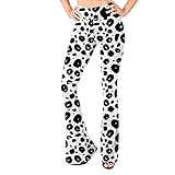 yiouyisheng Vintage Damen Schlaghose Blumendruck Weiche Bequeme Freizeithose Hohe Taille Sporthose Elastische Taille Yogahose, Damen Sport Yoga Leggings Hose mit weitem B