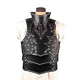 UUK Weste Rüstung Für Männer Mittelalterliche Steampunk Schwere Rüstung Leder Brustschutz Verstellbarer Cosplay Ritter Krieger Niet Brustpanzer Nackenschutz,Schw