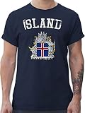 Fussball WM 2022 Fanartikel - Island Wappen WM - M - Navy Blau - Trikot Herren - L190 - Tshirt Herren und Männer T-S