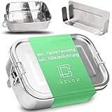 INCLOU. Edelstahl Brotdose Kinder mit Fächern 1400ml - extra auslaufsichere und stabile Lunchbox - Essensbox nachhaltig mit Unterteilung - Vesperdose für Jug