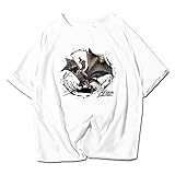 Monster Hunter World T-Shirt,Videospiel MHW 3D Gedruckt 100% Baumwolle Weiß Short Sleeve Für Game Fan Teen I XL