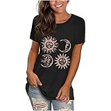 Damen Kleid Sport Shirt mädchen Damen t-Shirt Kurzarm Shirt Basic t-Shirts Rundhals lose top Sommer Shirts Casual Oberteil Bluse Tops lose löwenzahn Freizeit Tee obe(#NJDE-220326 T-Shirt-A04, M)