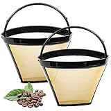DESON 2 Stück Kafeefilter Wiederverwendbar Dauerfilter Filtergröße 4 mit Edelstahlgewebe Für 8-12 Tassen Kaffee Kunststoff Schw
