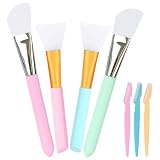 URAQT Maskenpinsel Silikon, 7pcs Gesichtsmaskenpinsel Gesichtspinsel Silikon, Kosmetik Bürste Silikon, Haarloser Gesichtsmask Pinselset Silikon mit Augenbrauenrasierer, DIY Make-up-T