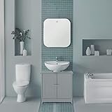 IKAYAAA Waschbeckenunterschrank,Waschtischunterschrank, Unterschrank, Badezimmerschrank, Badschrank, Aufbewahrungsschrank unter dem Spülbecken mit 2 Türen, Weiß, Blau, Grau, 60 x 29 x 60