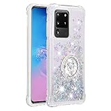 Hülle für Samsung Galaxy A32 5G Glitzer Handyhülle Tasche Stoßfestes für Samsung Galaxy A32 5G Diamond Flüssige Cover Schutzhülle für Case Samsung Galaxy A32 5G Handy Hüllen Silb