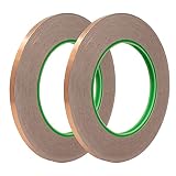 2x Kupfer Klebeband mit leitfähigem Kleber 33m x 6mm – 66m Set für Glasmalerei & Papier Schaltkreise, Lötband zum Löten, Elektro Reparatur Band, EMI Abschirmband – extra langes Kupferb