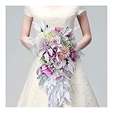 SHUBIAO-wwcha Hochzeitsstrauß, 15,7 Zoll handgemachtes Romantisches Hochzeitsstrauß, künstliche Blume echte Berührung Wasserfall Hochzeit Brautstrauß, for Hochzeit, Kirche, Wohnk