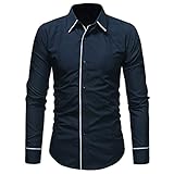 QWERD Herren Hemd Regular Fit Langarm Herrenhemden Freizeithemd Regular Businesshemd Musterhemd Herren Freizeit Hemden Shirt Tops Mode Langarmlig Men's Casual Dress Slim Fit Kontrast Langarm-H