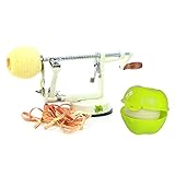 Made for us® Profi Alu- Apfelschäler in Cremeweiß, 3 in 1 Edelstahl Apfelschneider Apfelentkerner Schälmaschine für Apfelringe mit Ap
