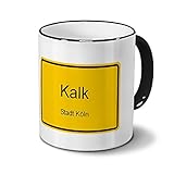 Städtetasse Kalk - Stadt Köln - Design Ortsschild - Stadt-Tasse, City-Mug, Becher Schw