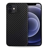 doupi UltraSlim Hülle kompatibel für iPhone 12 / iPhone 12 Pro (6,1 Zoll), Carbon Fiber Look Ultra Dünn Handyhülle Cover Bumper Schutz Schale Hard Case Schutzhülle, Kohlefaser Optik schw