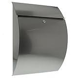 Burg-Wächter Edelstahl-Briefkasten mit Öffnungsstopp, A4 Einwurf-Format, EU Norm EN 13724, Edelstahl, Riviera 3835 N