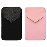 Handy Kartenhalter Zum Aufkleben Aufkleben Kartenetui Handy Kartenfach Zum Aufkleben 2 Pcs Klebriger Handy Rückenaufkleber Portemonnaie Kartenhalter Handytasche für Rückseite Handys (Schwarz, Pink)