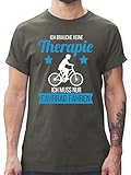 Fahrrad Bekleidung Radsport - Ich Brauche Keine Therapie ich muss nur Fahrrad Fahren weiß - XL - Dunkelgrau - Spruch - L190 - Tshirt Herren und Männer T-S