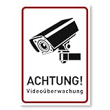 Achtung Videoüberwachung Schild (14x20 cm Kunststoff) (hochkant) - Warnschilder und Hinweisschilder - Videoüberwacht S