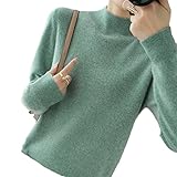 YTR6RTW Damen Pullover mit halblangem Kragen, langärmlig, Wolle, lockerer Pullover, Grün , XX-Larg