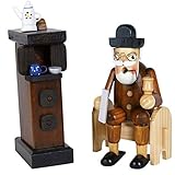 Räuchermännchen Opa am Kamin bunt, 18 cm, Dekofigur Handbemalt im Erzgebirge - Stil/Räuchermann / Räucherfigur aus H