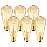 LVWIT Vintage Glühbirne E27, Edison Filament LED ST64, Warmweiß 2400K, 6.5W erstezt 53W, 685LM, Vintage Antike Nostalgie Stil im Haus Café Bar Restaurant(6er Pack)