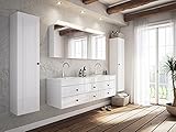 emotion Badmöbel-Set Milano XL Cottage 4tlg Spiegelschrank Weiss Hochg