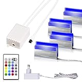 LED Glasbodenbeleuchtung, LED Vitrinenbeleuchtung 4er Set Glaskantenbeleuchtung LED Clip RGB LED Farbwechsel Schrankbeleuchtung, LED Möbelbeleuchtung Vitrine Beleuchtung--MEHRWEG