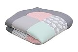 ULLENBOOM® Baby Krabbeldecke 100x100 cm gepolstert Elefant Mint Rosa (Made in EU) - Krabbeldecke für Baby mit 100% ÖkoTex Baumwolle, ideal als Babydecke, Laufgittereinlage & Spieldeck