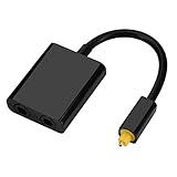 Optischer Kabel Splitter, 1 in 2 Out Digitaler optischer Toslink Glasfaser Audio Splitter Adapter für CD/DVD Player(Schwarz)