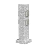 ledscom.de Garten-Steckdosen-Säule Stein-Optik POCK für außen, 4-Fach, Kunstharz, eckig, 39,5