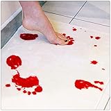 lbq Color Changing Sheet Turns red When Wet,Blood Bath mat Colour Changing,Halloween Bloody Color Changing Bath mat,Bathroom mat Brocade Horror Halloween Doormat for Indoor Outdoor,Anti-Slip (White)