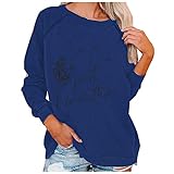 Hirolan Damen Sweatshirts Lange ÄRmel SpleißEn Pullover Vintage Oversized Einfarbig Winter Rundhals Lose Mode LäSsig Einfarbig NäHte Langarm Pullover MäDchen Sportbekleidung Top Streetw