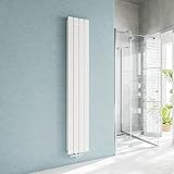 Acezanble Design Heizkörper Flach 1800 x 298 mm Weiß Doppellagig Vertikal Paneelheizkörper Mittelanschluss Radiator Heizung für Wohnzimmer 1049W