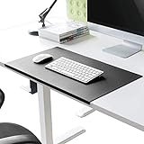 Schreibtischunterlage mit Kantenschutz gewinkelt / 90° abgewinkelt Rutschfeste Weichem Leder Schreibunterlage Mausunterlage für Büro Hause Office Laptop PC Pad, 70 x 50 cm, Schw