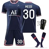 helti Messi 30 Fußballtrikot für Kinder, Erwachsene, mit Shorts und Socken, als Geschenk für Tibia | Trikot PSG Messi Kinder | Fans Club Messi Paris Saint G