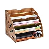 AllRight Dokumentenablage Holz Büro A4 Ablage Postablage Schreibtisch Organizer Briefständer Box für Magazine Papiere und Dok