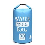 ROUTE66 Dry Bag dicke, langlebige wasserdichte Taschen vollständig tauchfähig, Roll-Top-Sack für Strand, Rafting, Bootfahren, Wandern, Camping und Angeln (30, hellblau)