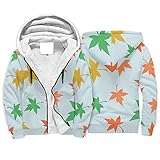 Hinfunees Maple Leaf Thanksgiving Kapuze Hoodie Fleece-Reißverschluss Mode Sweatshirt Pullover Herren Damen Plus Samt Streetwear Pockeds Kordelzug Kapuzenpullover White M
