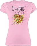 Karneval & Fasching Kostüm Outfit - Konfetti im Herzen Kalligrafie - schwarz - S - Rosa - Tshirt konfetti im Herzen Damen - L191 - Tailliertes Tshirt für Damen und Frauen T-S