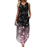 Maxikleider Damen Sommerkleid Boho Partykleid Cocktailkleid Blumenkleid Loose T Shirt Kleid Freizeitkeid Damen Blusenkleid Damen Sommer Swing Kleid Strandkleider Sommerkleid F