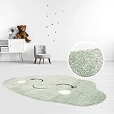 MyShop24 Kinderteppich Teppich Flachflor 100x150cm Pastell-Grün Fröhliche Wolke Wolkenform für das Kinderzimmer Oeko-Tex Standard 100
