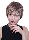 Prettyland BOB Perücke Kurz-Haare natürlich glatt Braun Blond Gesträhnt Gestuft Alltag Wig C128