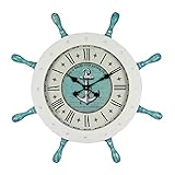 Wall Clock Uhr Wanduhr 29in Mode Quarzuhr Europäisches Ruder Nordische Uhren Zuhause Kreativität Einfache Atmosphäre Retro notleidende Handwerkskunst (Color : Blue)