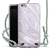 DeinDesign Carry Case kompatibel mit Apple iPhone 6s Plus Hülle mit Band Handykette zum Umhängen hellgrün Lavendel Marmor L