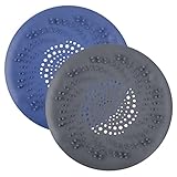Abflusssieb Silikon 2 Stück Duschsieb mit Haarfänger Duschablauf Abdeckungen mit Saugnapf Kitchen Sink Strainer Dusche Haarfänger Abflusssieb für Küche,Badezimmer,Dusche,Badewanne (Blau&Schwarz)