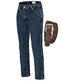 Texas Herrenjeans Jeans 100% Baumwolle mit Gürtel in verschiedenen Waschungen/Farben (W32/L32, Coalblue Stone + brauner Gürtel)