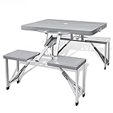 Ksodgun Klappbares Campingtisch-Set Aluminium mit 4 Stühlen Biertisch Gartentisch Klapptisch Beistelltische extra leicht g